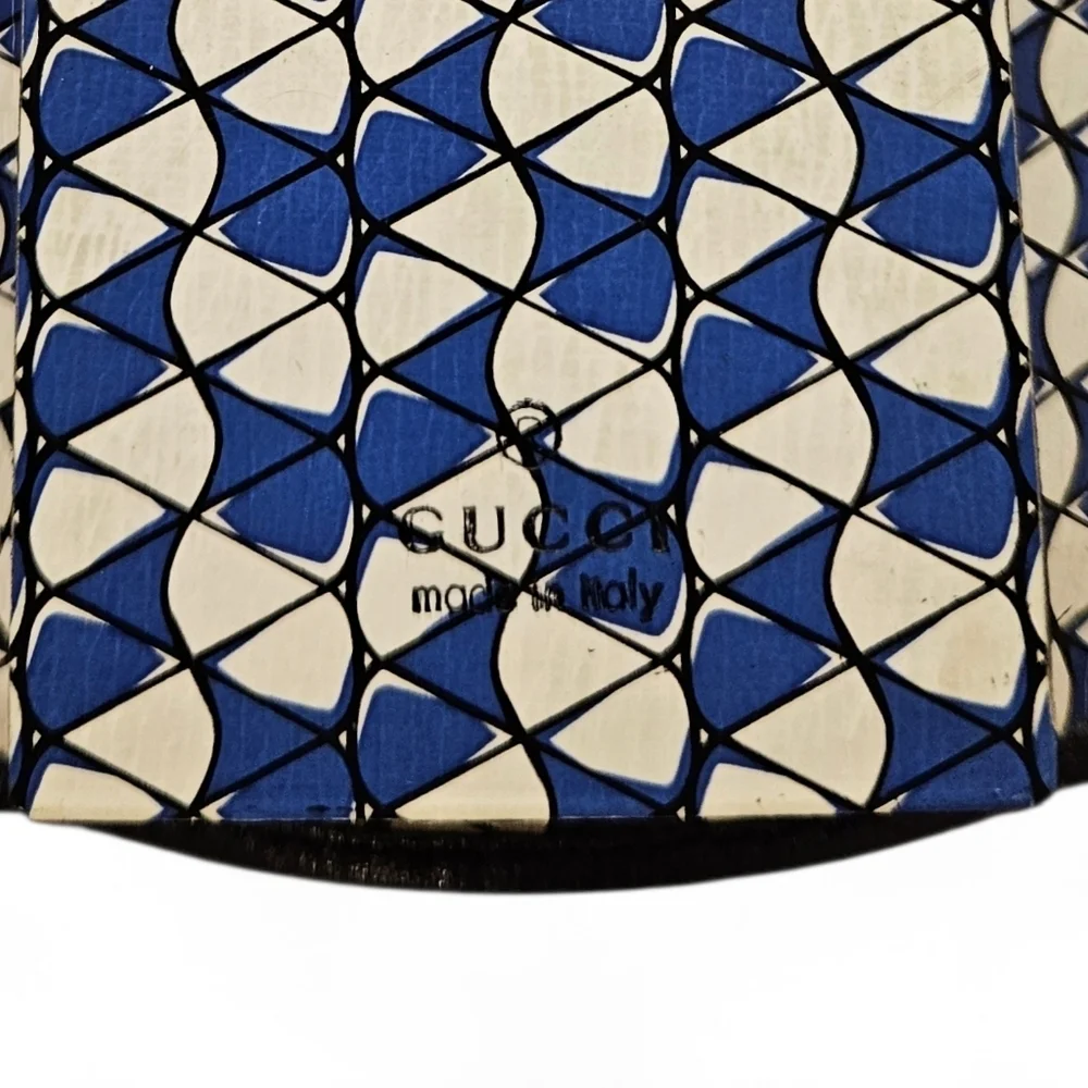 Gucci Leather Keyholder And Compact Wallet In Navy Blue And Silver Monogram